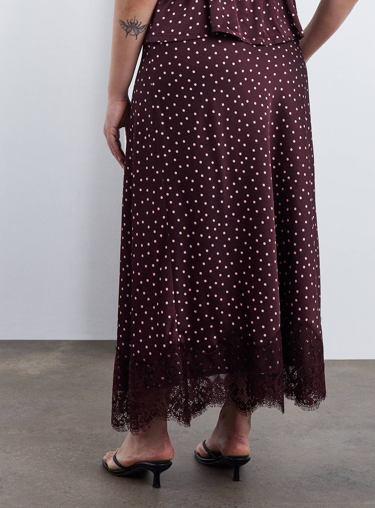 SIMPLY BE Burgundy Spot Midaxi Skirt 26 - Image 2
